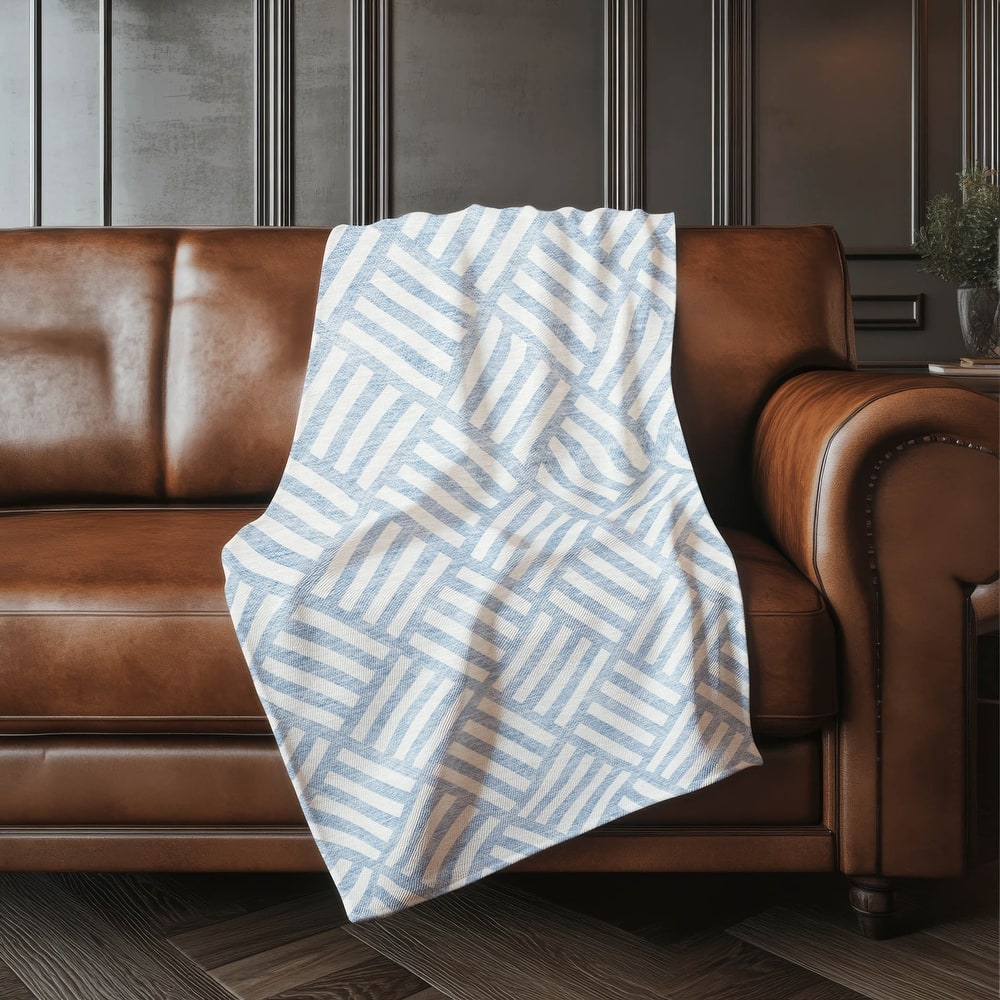Premium Machine Washable Contemporary Geo Sherpa Throw Blanket