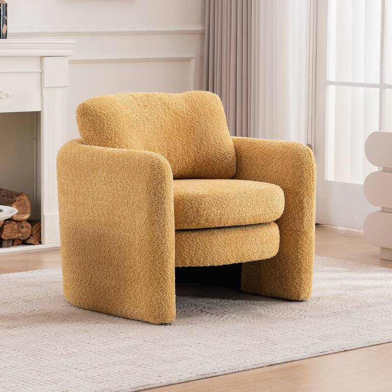 Rounded Corner Accent Chair Lounge Chair, Single Sofa Chair Armchair for Living Room - Yellow