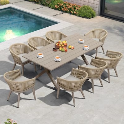 PURPLE LEAF Outdoor Dining Set with Patio Aluminium Dining Table and Wicker Rattan Chairs