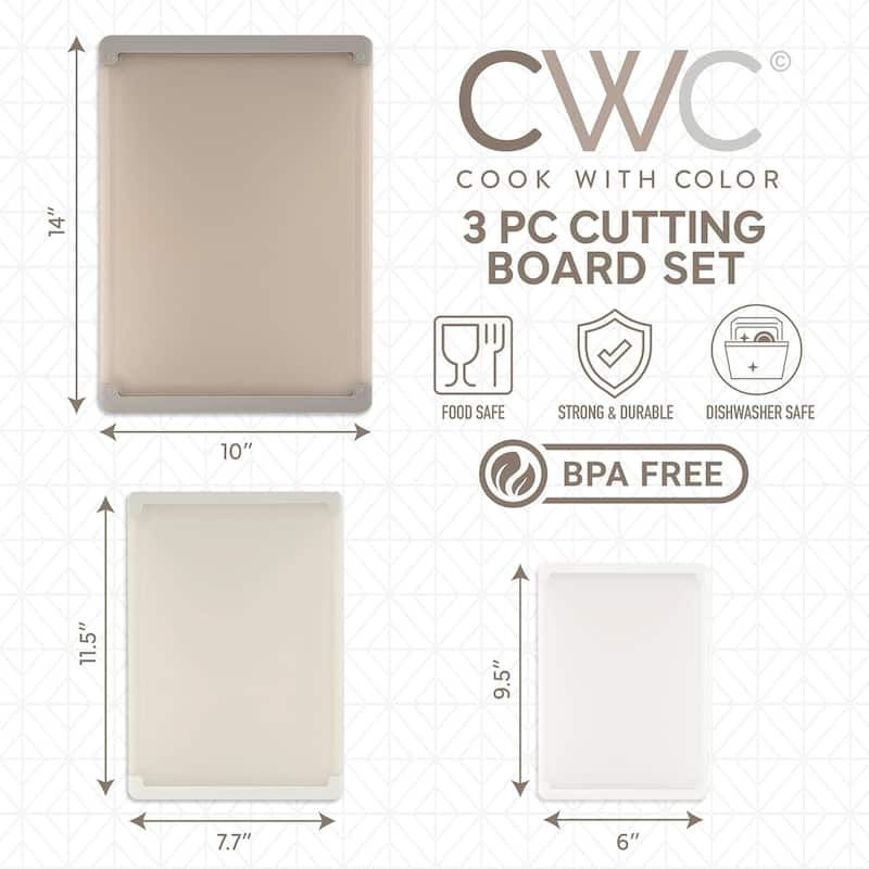 COOK WITH COLOR Extra Large Cutting Board Set, Jumbo-Sized Boards with Rubber Border, 3-Piece