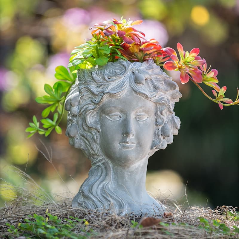 8" x 9" x 11.5"Cement Bust Wall Planter
