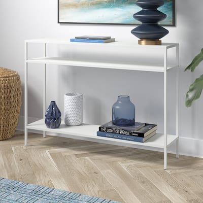 Ricardo Rectangular Console Table with Metal Shelves