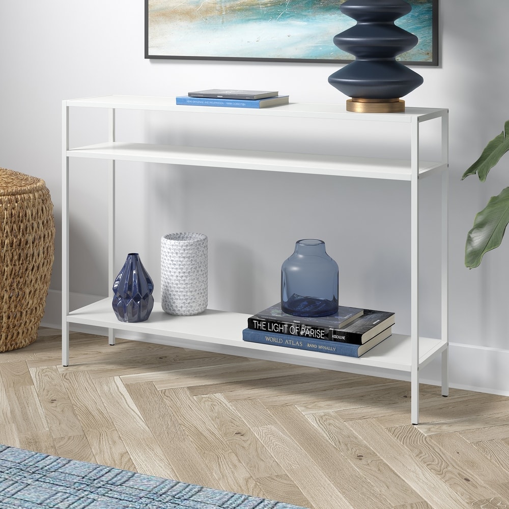 Ricardo Rectangular Console Table with Metal Shelves