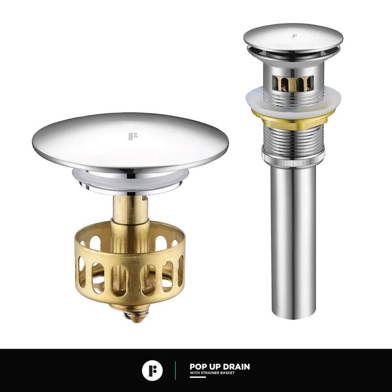 Fine Fixtures Modern Single Hole Bathroom Sink Faucet with Pop-up Drain and Strainer Basket
