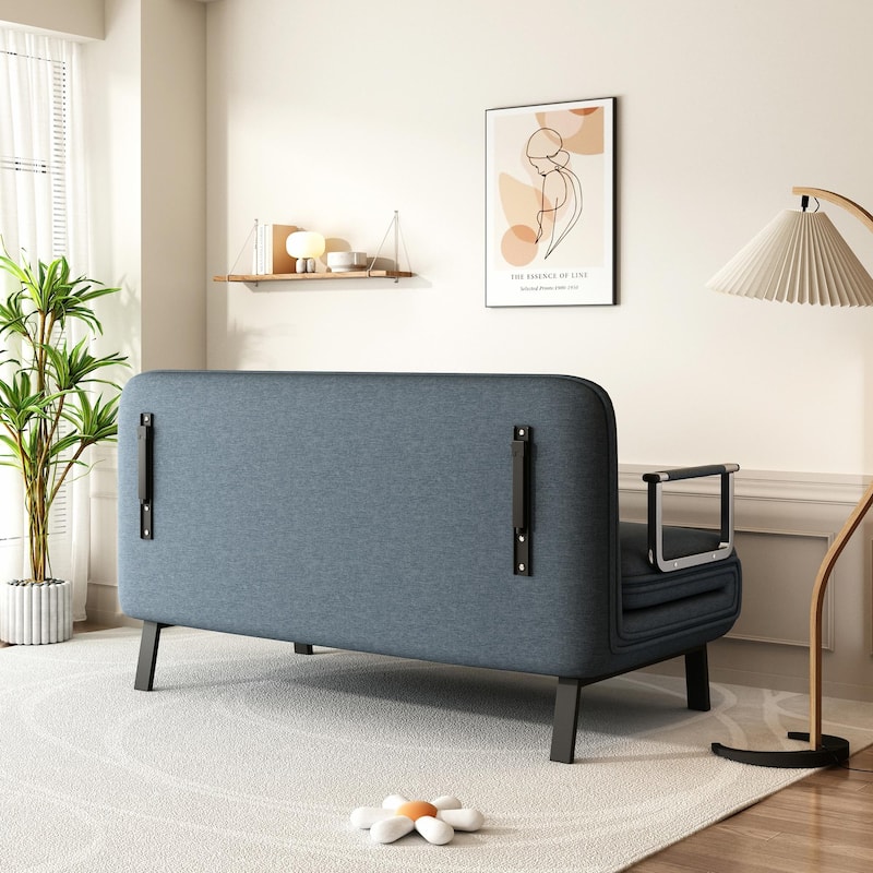 Convertible Tri-Fold Sofa Bed with Adjustable Backrest & Pillow