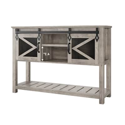 Farmhouse Entryway Table with Storage and Open Shelf