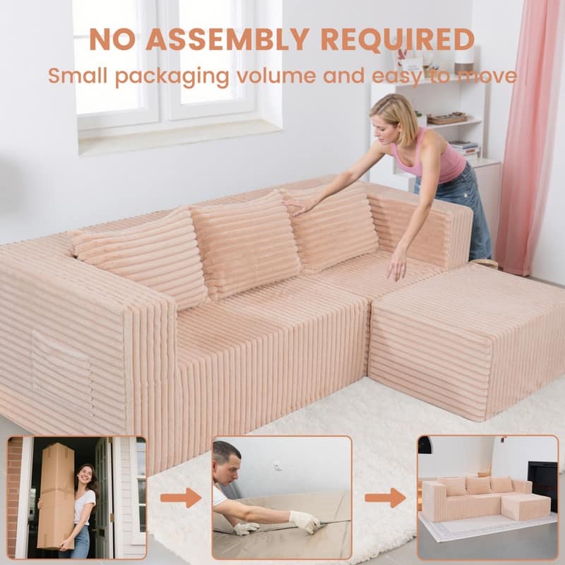 Cloud Sectional Couch with Chaise, L Shaped Modern Modular Sofa