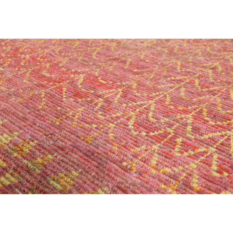 All-Over Moroccan Area Rug Hand-Knotted Wool Carpet - 6'1"x 10'4"