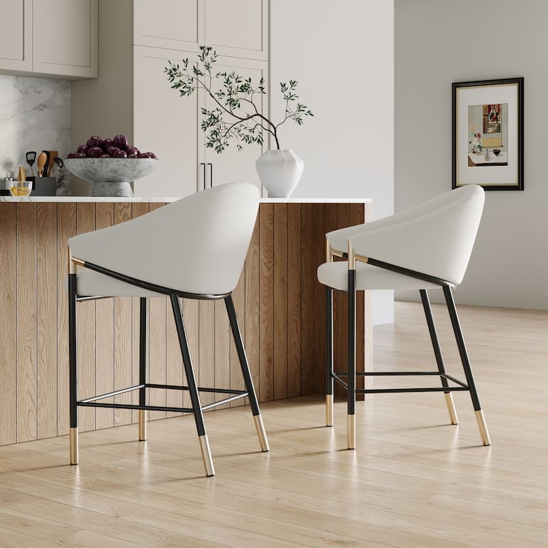 Christopher Knight Home - Soleil Modern 26" Seat Height Bar Stool with Curved Armrests & Gold Accents