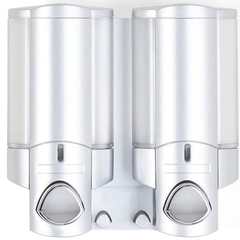 HomeRoots Gray Heavy Duty Plastic Two Chamber Wall Mount Soap Dispenser - 7.25' X '7' X '3.25