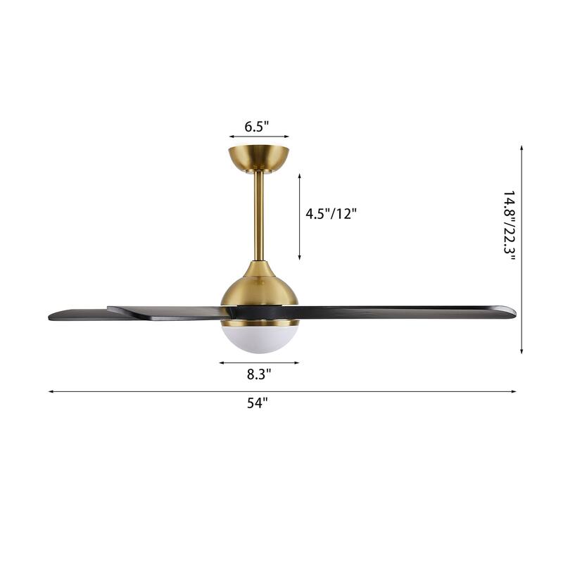 MLiAN 54 inch 4 Soild Wood Blades Smart LED Ceiling Fan with Remote - 54"