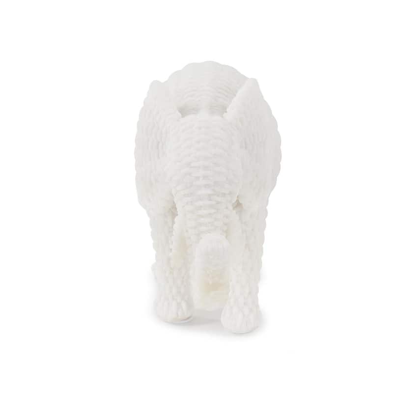 Allan Andrews White Resin Elephant Sculpture with Textured Rattan Pattern - 5.5"H x 8"D x 3"W