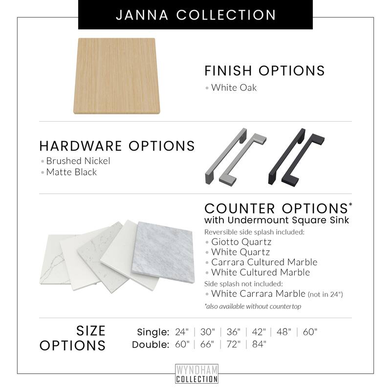 Wyndham Collection WCH7575-66D-QTZ-UNSMXX Janna 66" Free Standing