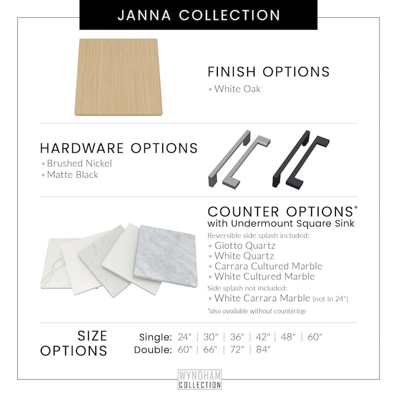 Wyndham Collection WCH7575-84D-QTZ-US3MXX Janna 84" Free Standing