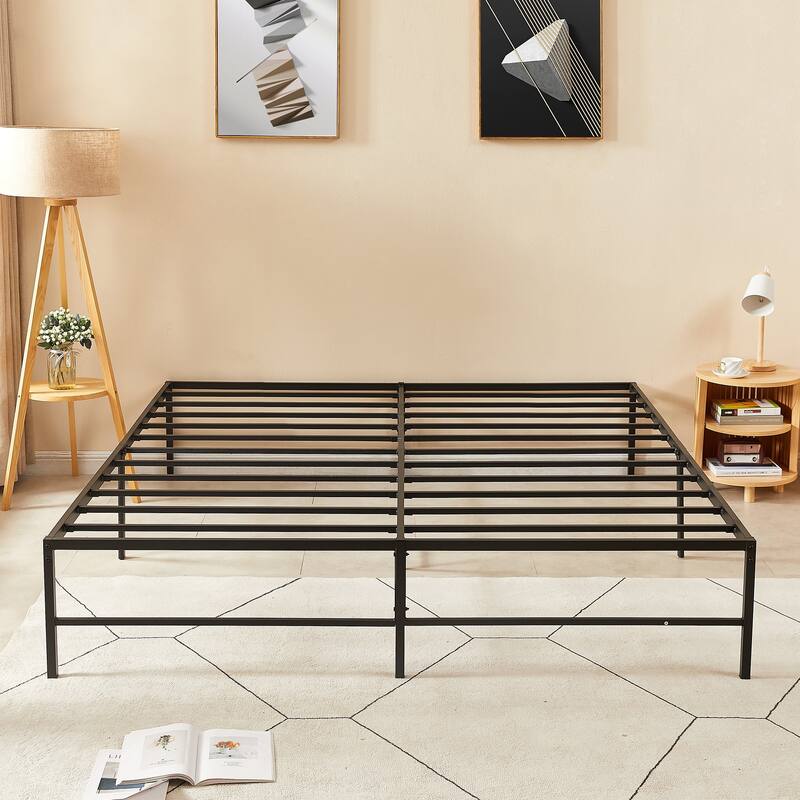 Javlergo 16 Inch Metal Platform Bed Frame - Black - King