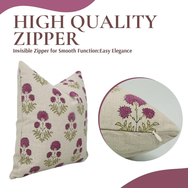 Linen Farmhouse Block print pillow Cover Rishi