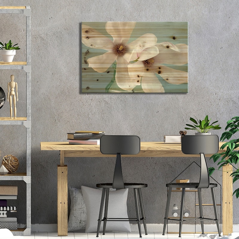 Magnolias Print On Wood by Assaf Frank - Multi-Color