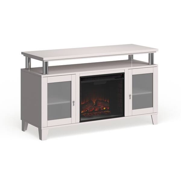 Shop Porch Den Hempstead 60 Inch White Media Electric Fireplace