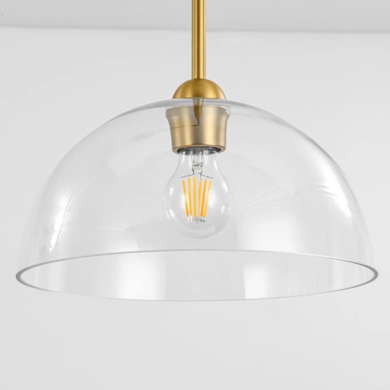 2-Light Modern Gold Linear Dome Clear Glass Globe Bubble Kitchen Island Lights