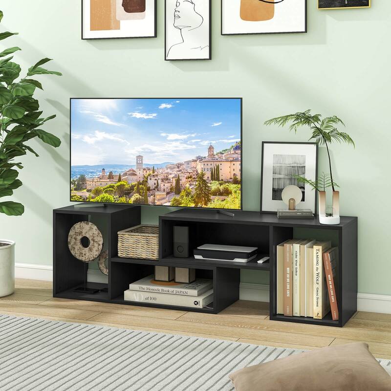 Costway 2 PCS Adjustable TV Stands with Storage Cubes for TVs up to 55 - See Details