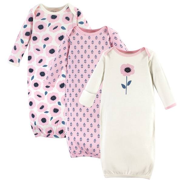 slide 1 of 1, Touched by Nature Baby Girl Organic Cotton Gowns, Blossoms 0-6 Months - Blossoms