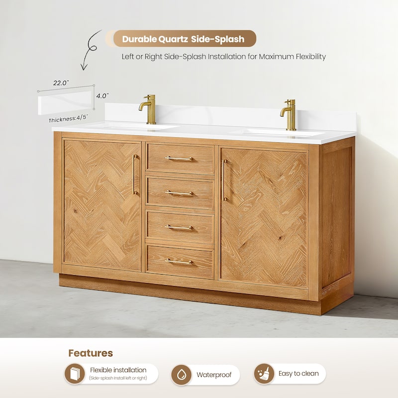 Jakarta Bath Vanity with Quartz Stone Top without Mirror