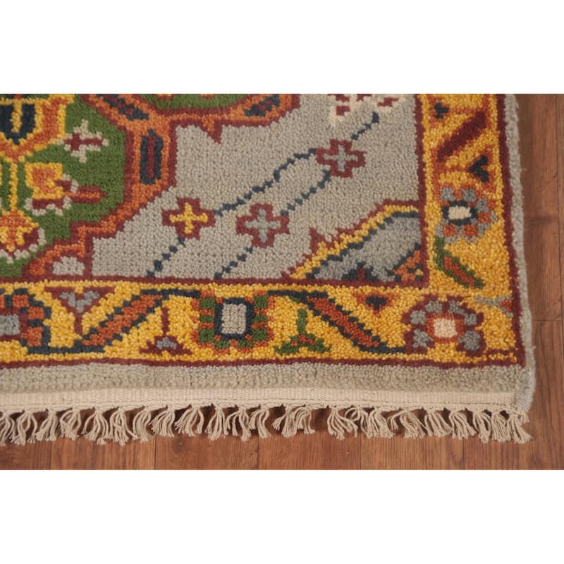 Gray Geometric Kazak Accent Rug Hand-Knotted Wool Carpet - 2'8"x 5'8"