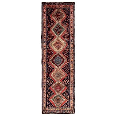 ECARPETGALLERY Hand-knotted Andelz Navy Wool Rug - 3'3 x 11'1