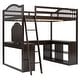 preview thumbnail 8 of 13, Full Wooden Loft Bed with U-shaped Desk, Storage & Tri-fold Mirror, Espresso