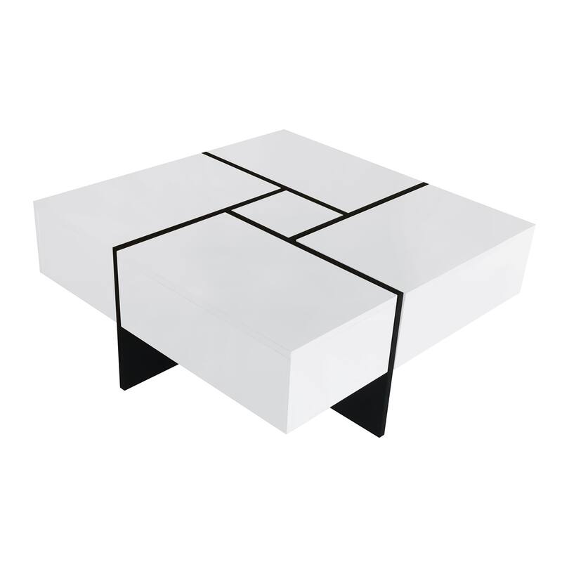 Merax Unique Design Coffee Table with 4 Hidden Storage Compartments