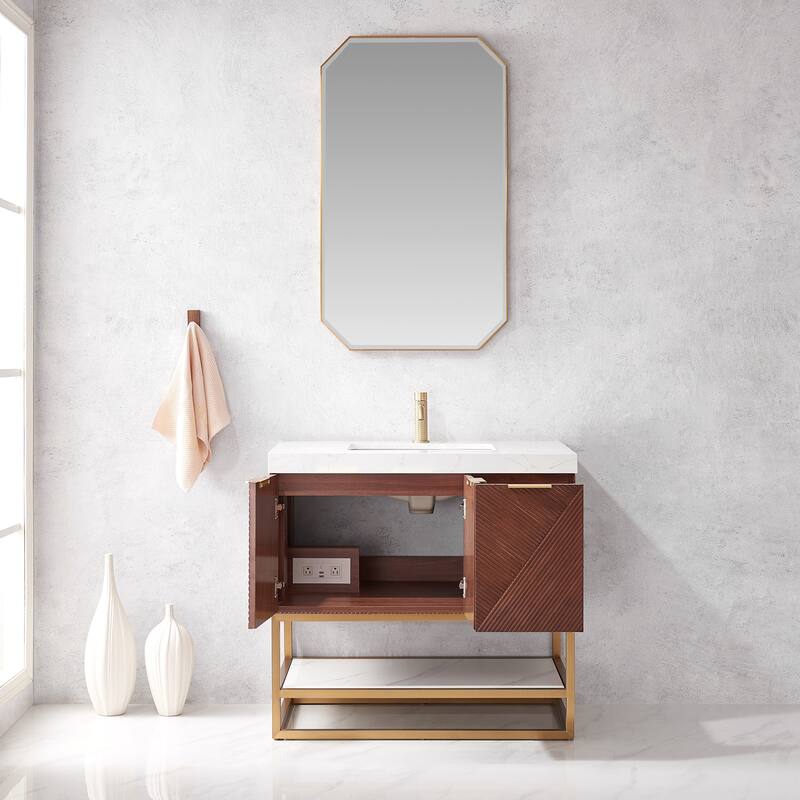 Mahon Single Bath Vanity with Composite Stone Top without Mirror