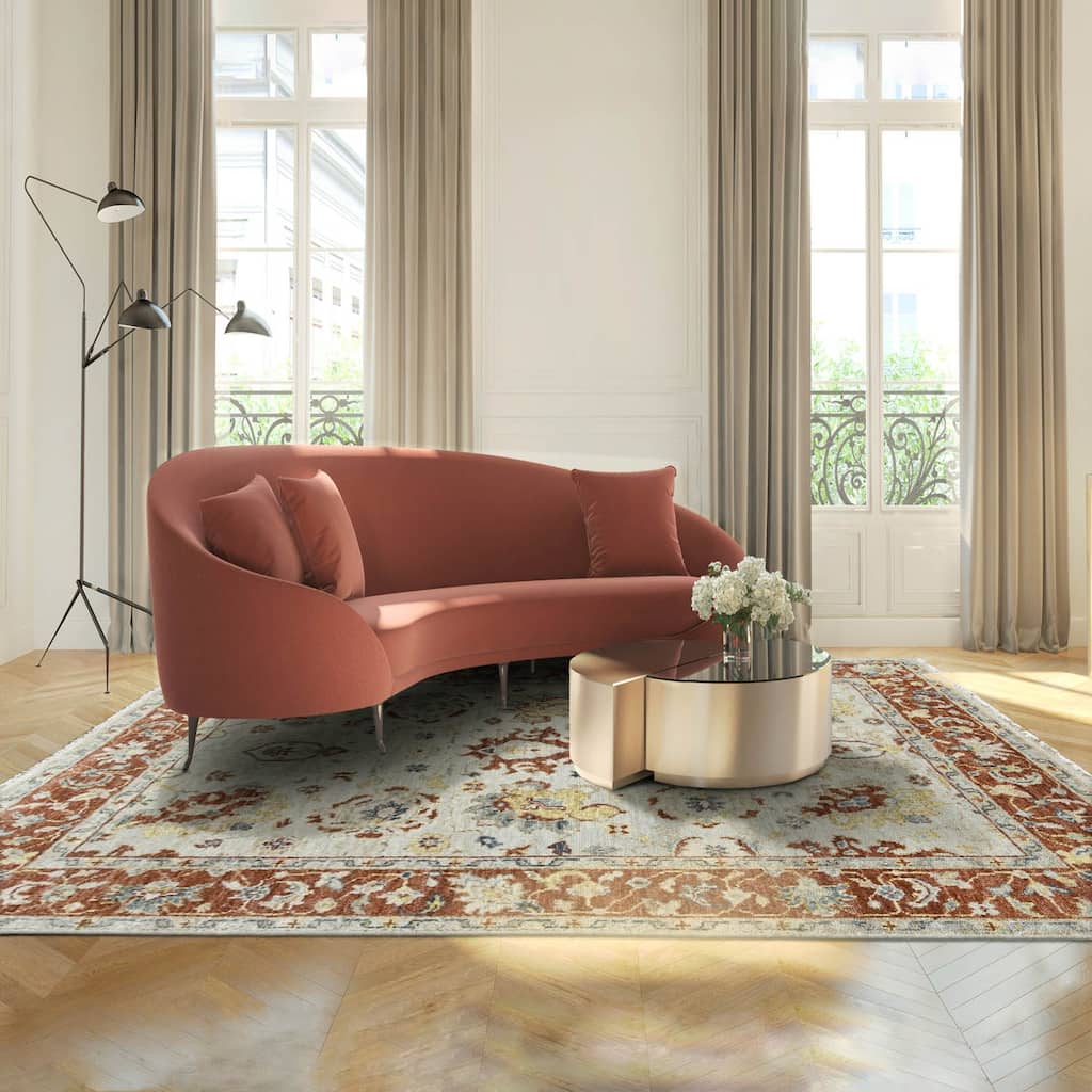 Beige Wool Rug Hand Knotted by LoomBloom Traditional Turkish Oushak - 7' 11'' x 9' 10''