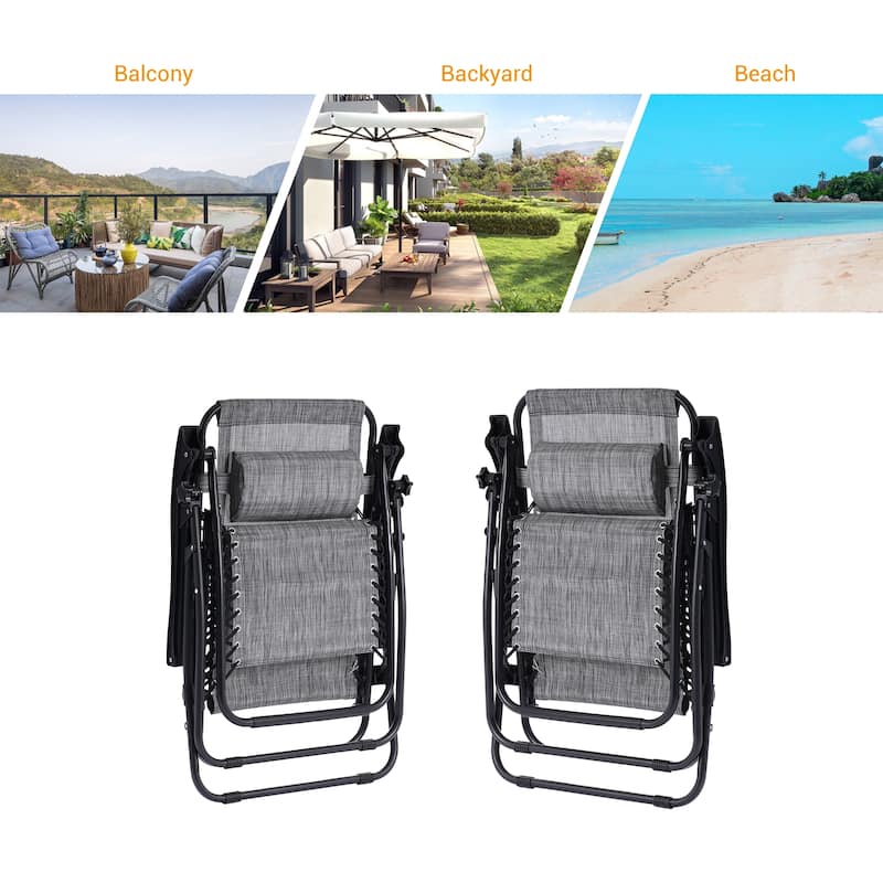 BONOSUKI Outdoor Foldable Recliner Lounge Chair Zero Gravity Chair