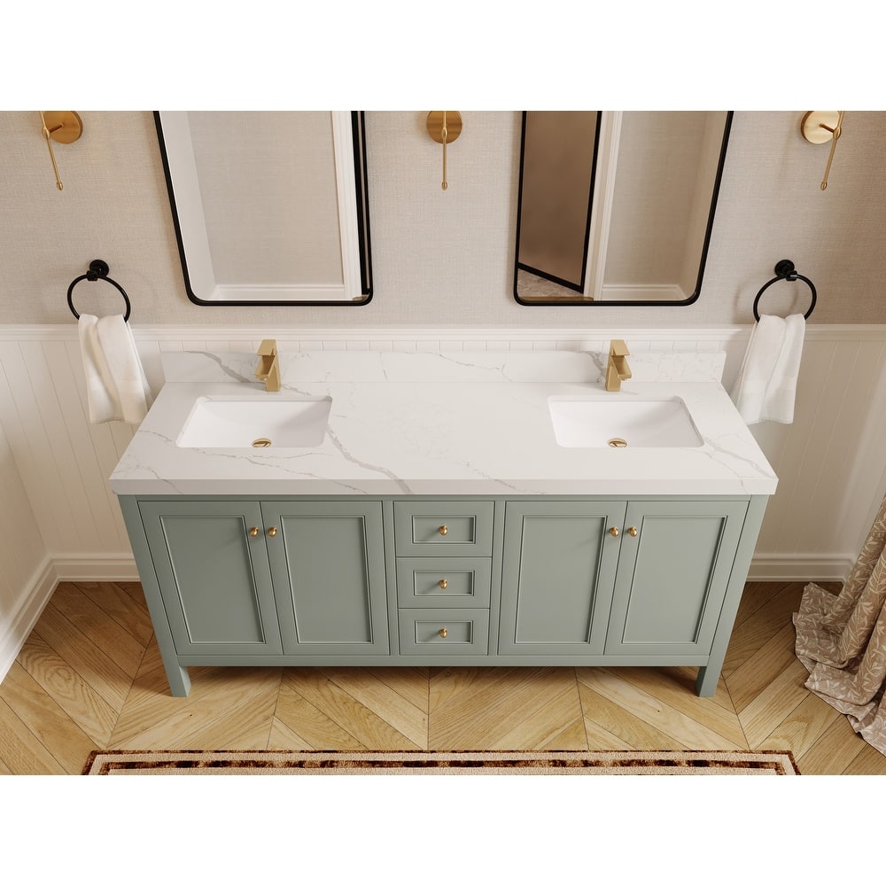 Willow Collections 72 in. W x 22 in. D Nashville Double Bowl Sink Bathroom Vanity with Countertop