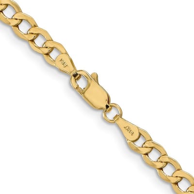 Curata 10k Yellow Gold 7" 8" or 9" 4.3mm Semi Solid Curb Link Chain Bracelet