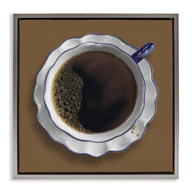 Stupell Aerial View Coffee Cup Framed Floater Canvas Wall Art Design By Matthew Piotrowicz - 18 x 18 - Grey