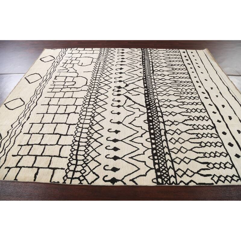 Vegetable Dye Moroccan Contemporary Area Rug Hand-knotted Wool Carpet - 8'1" x 9'9"