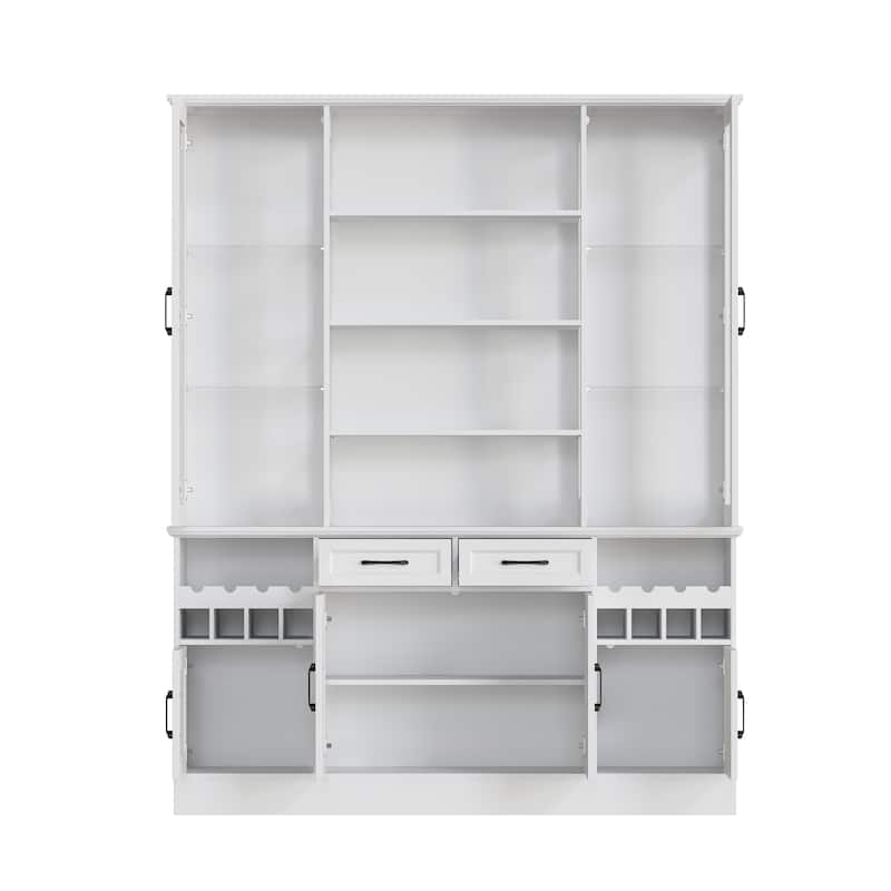 Display Cabinet with Glass Doors,Adjustable Shelving for Collectibles,Storage Cabinet Bookshelves,White
