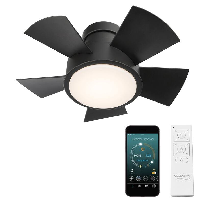 Vox Indoor/Outdoor 5-Blade Smart Flush Mount Ceiling Fan 26in with 3000 LED and Remote Control - 26 - Matte Black