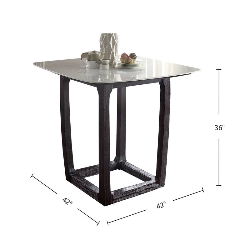 Square Counter Height Table in White and Weathered Espresso