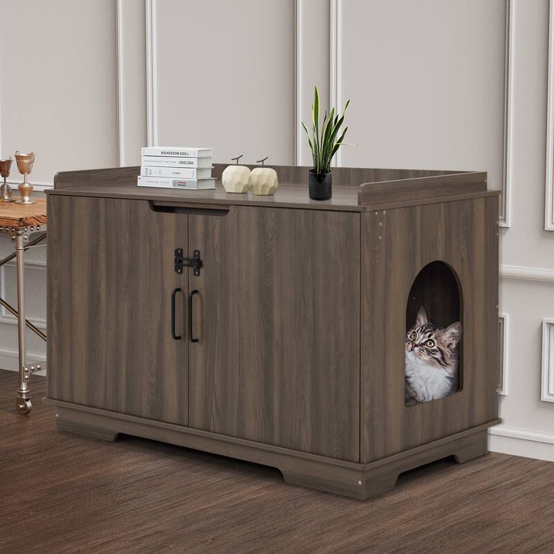 MCombo X-Large Cat Litter Box Furniture Hidden with Top Opening & Divider, Particle Board, CT37