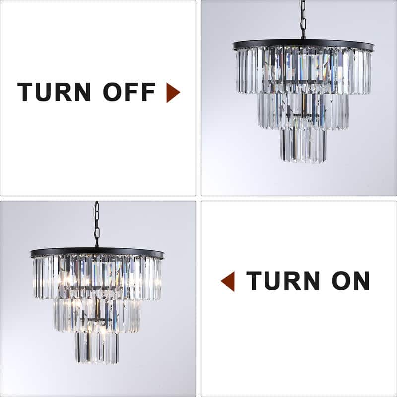 20-Inch 3-Tier Crystal Chandelier – 7-Light Frame Pendant Light for Living Room, Dining Room & Bedroom (Bulbs Not Included)