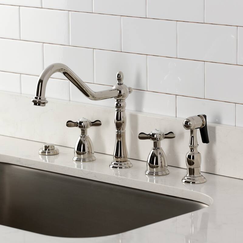 Kingston Brass Heritage Cross Kitchen Faucet with Side Spayer