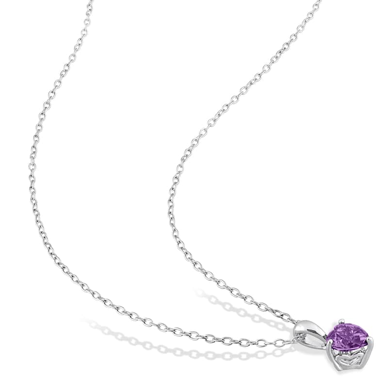 Miadora 3 5/8ct TGW Heart Shape Simulated Alexandrite Set With Chain in Sterling Silver