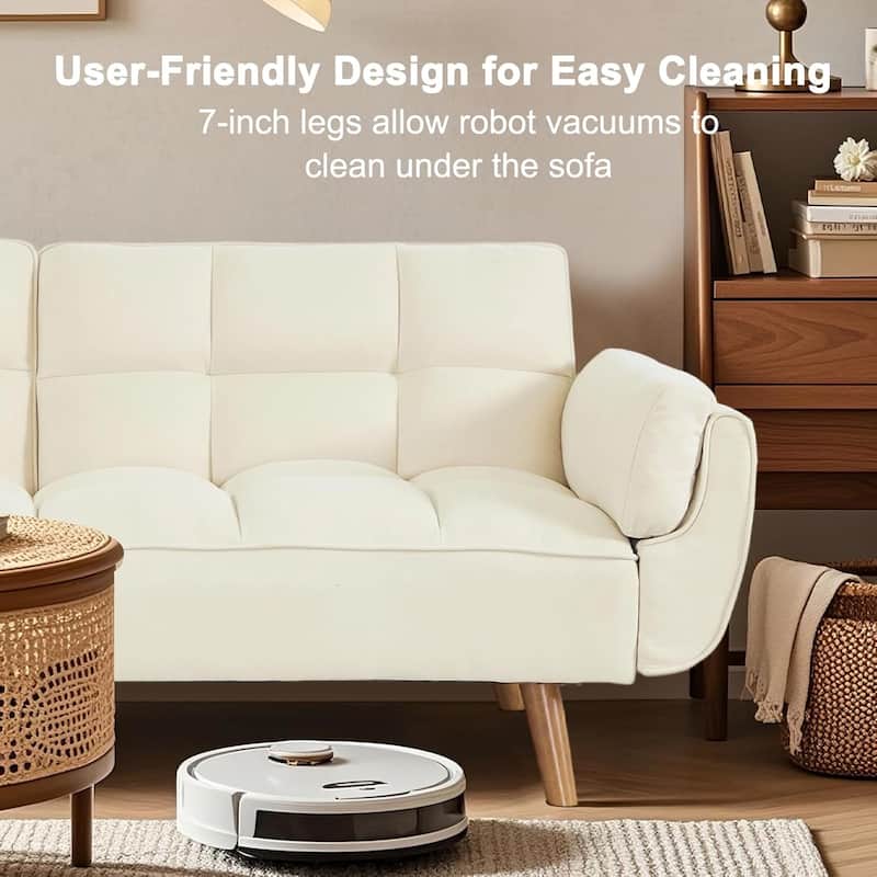 75″ Convertible Futon Sofa Bed, Small Futon Couch with Adjustable Backrest, Sleeper Sofa Couches for Small Living Room, Office