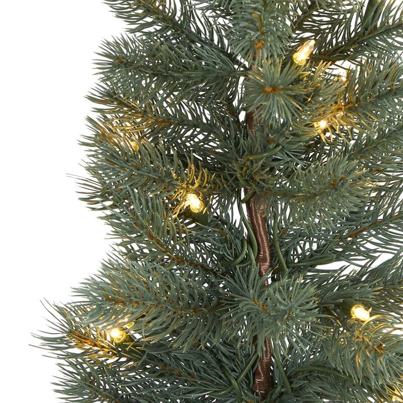 4ft. Green Pine Artificial Christmas Tree with 70 Warm White Lights in Burlap Base - Petite Rustic Holiday X-Mas Accent