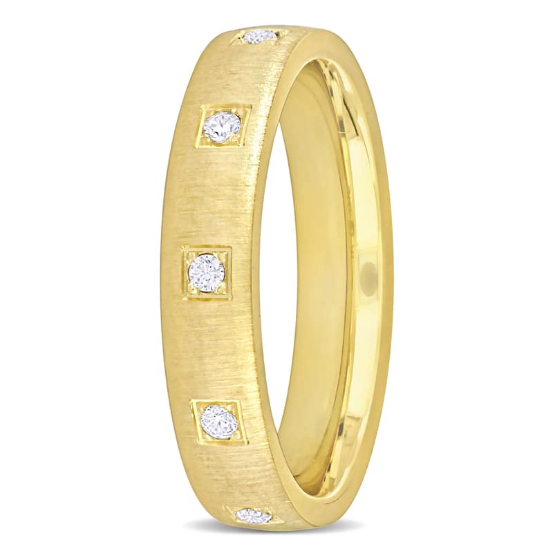 Miadora 1/3ct TGW Cubic Zirconia Brushed Finish Wedding Band 14k Yellow Gold