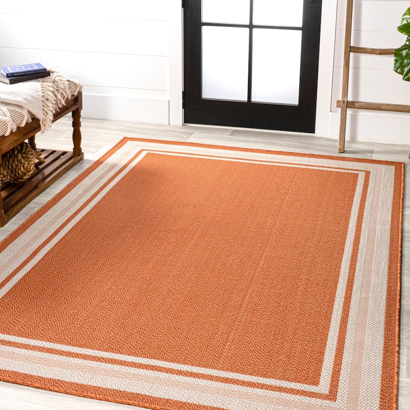JONATHAN Y Haynes Modern Border Stripe Indoor/Outdoor Area Rug