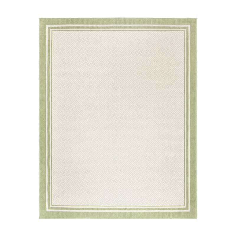 Gertmenian Paseo Soroa Classic Border Easy Care Flatweave Indoor/ Outdoor Area Rug - 8'9"x13'1" - Palm/Sand