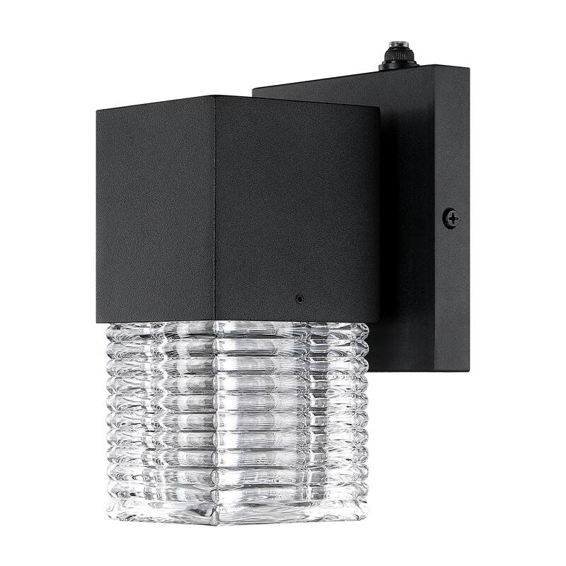 Black Dusk to Dawn LED Outdoor Wall Sconce Light Set of 2 - 7.3 in. H